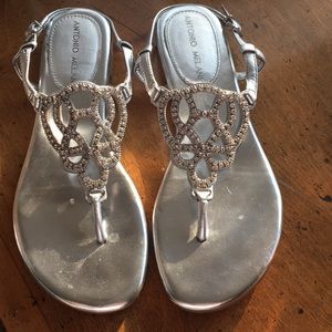 Silver rhinestone sandals